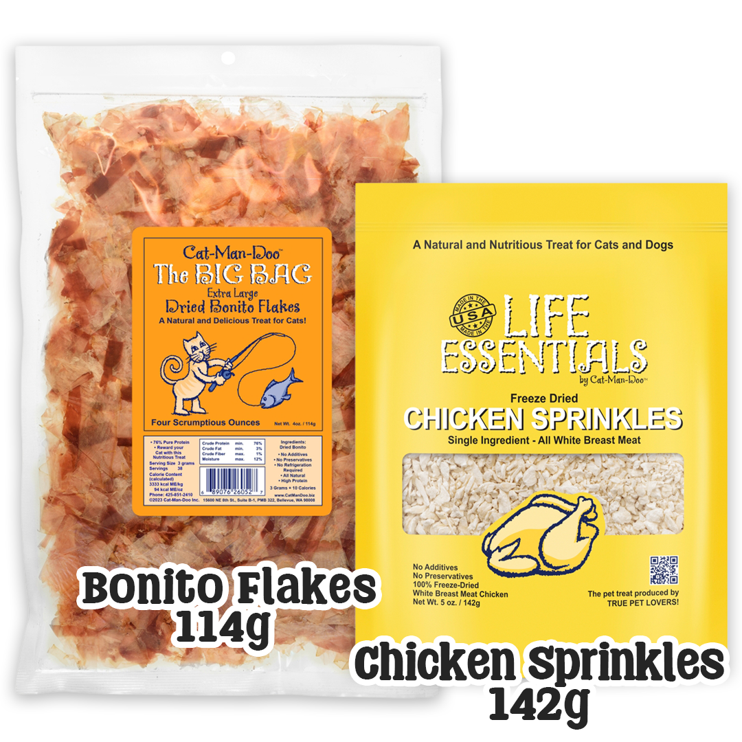 Food Topper Bundle (for picky eaters) — Chicken Sprinkles + Bonito Flakes | Cats & Dogs